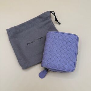 Bottega Veneta Intrecciato Zip Around Compact Wallet in Lavender w/Dustbag, COA